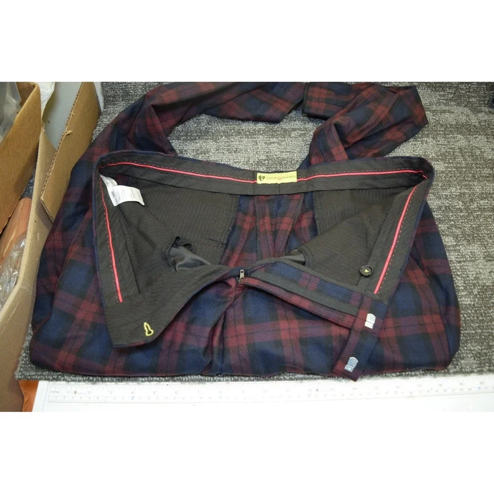 Noose & Monkey Plaid 3 Piece Suit Blazer Vest Pants MENS 44 Reg 36x32 Christmas